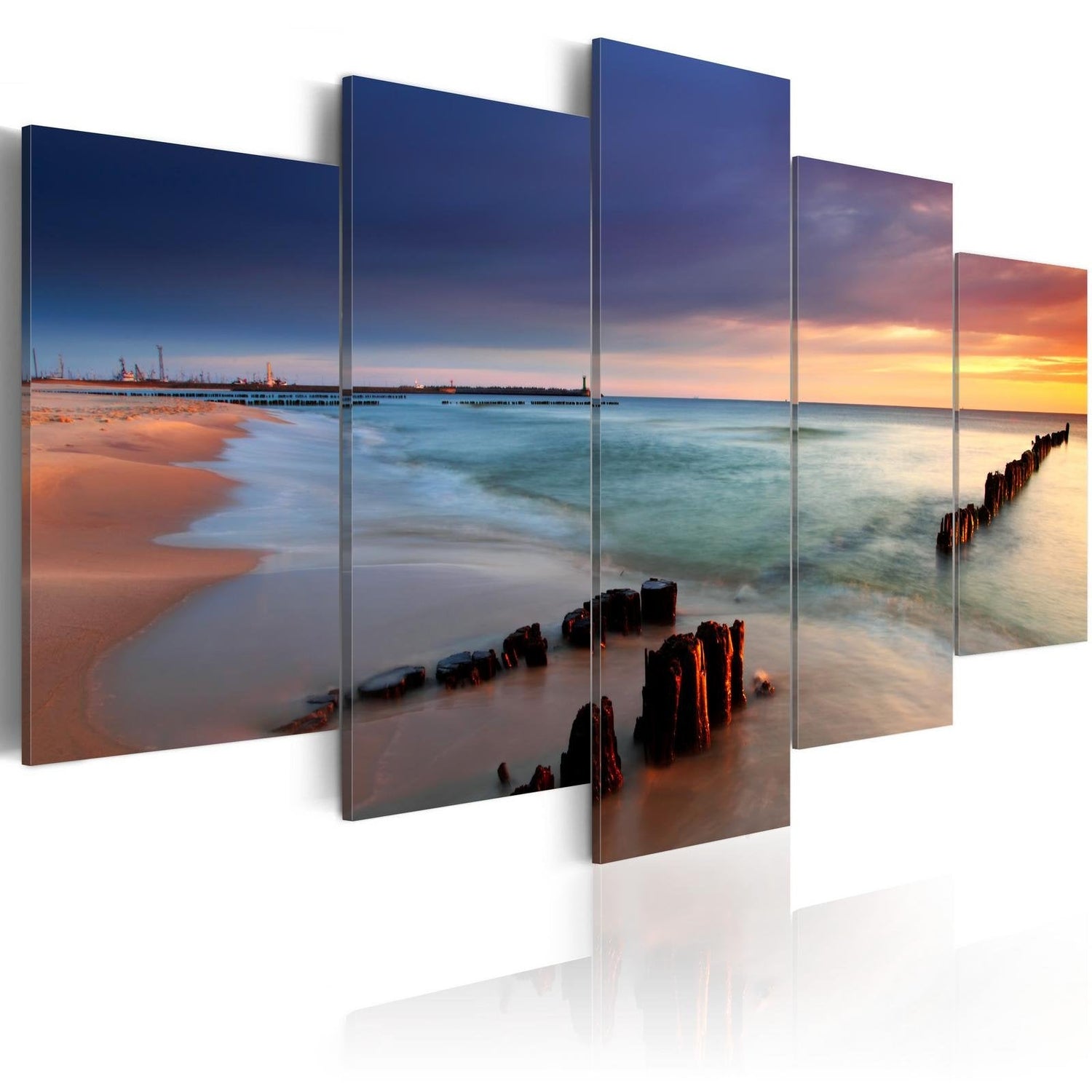 Stretched Canvas Landscape Art - Dawn By The Sea-Tiptophomedecor