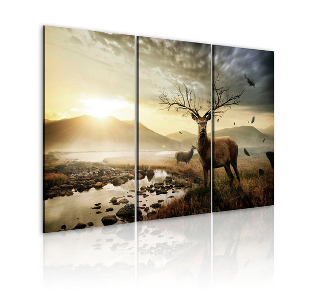 Stretched Canvas Landscape Art - Deer With A Tree-Like Antlers-Tiptophomedecor