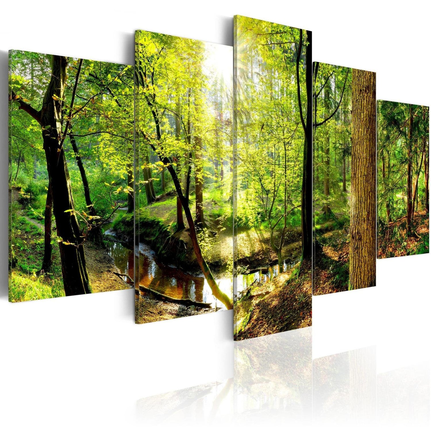 Stretched Canvas Landscape Art - Early Morning in the Forest-Tiptophomedecor