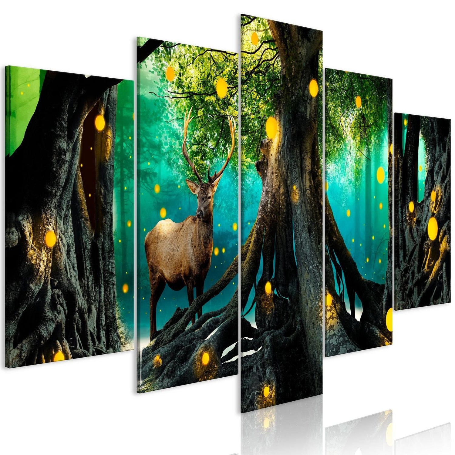 Stretched Canvas Landscape Art - Enchanted Forest 5 Piece-Tiptophomedecor