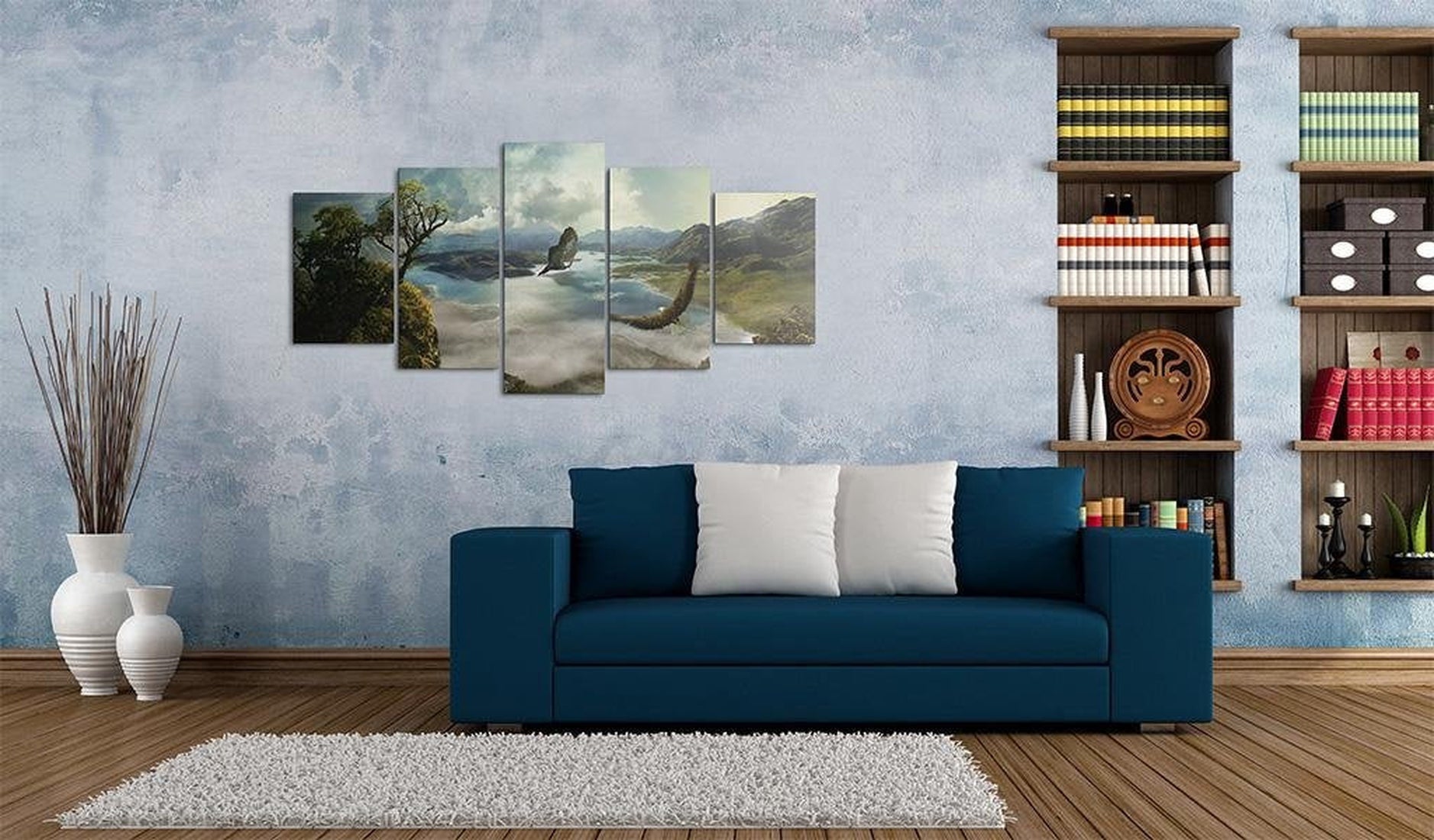 Stretched Canvas Landscape Art - Falcon'S Flight-Tiptophomedecor