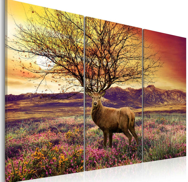 Stretched Canvas Landscape Art - Fancy Antler - Triptych-Tiptophomedecor