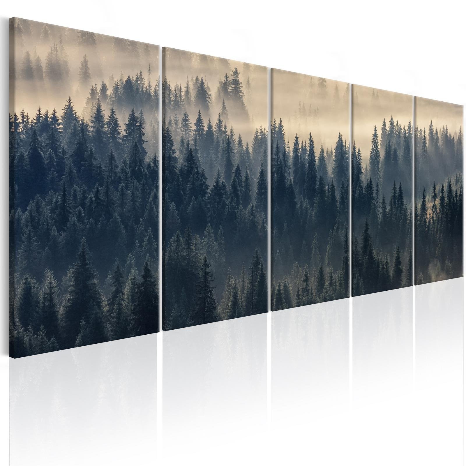 Stretched Canvas Landscape Art - Fir In The Fog-Tiptophomedecor