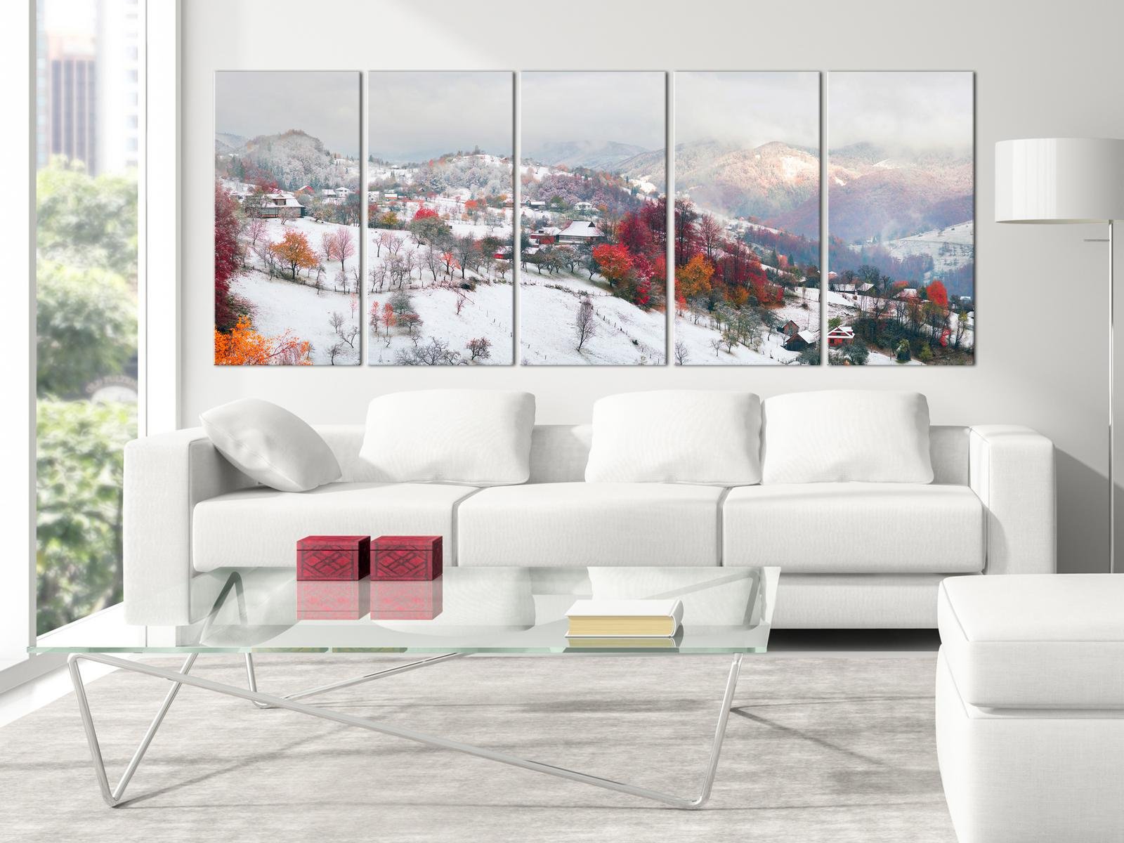 Stretched Canvas Landscape Art - First Snow 5 Piece-Tiptophomedecor