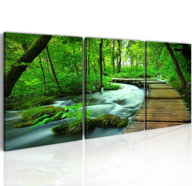 Stretched Canvas Landscape Art - Forest Broadwalk 3 Piece-Tiptophomedecor