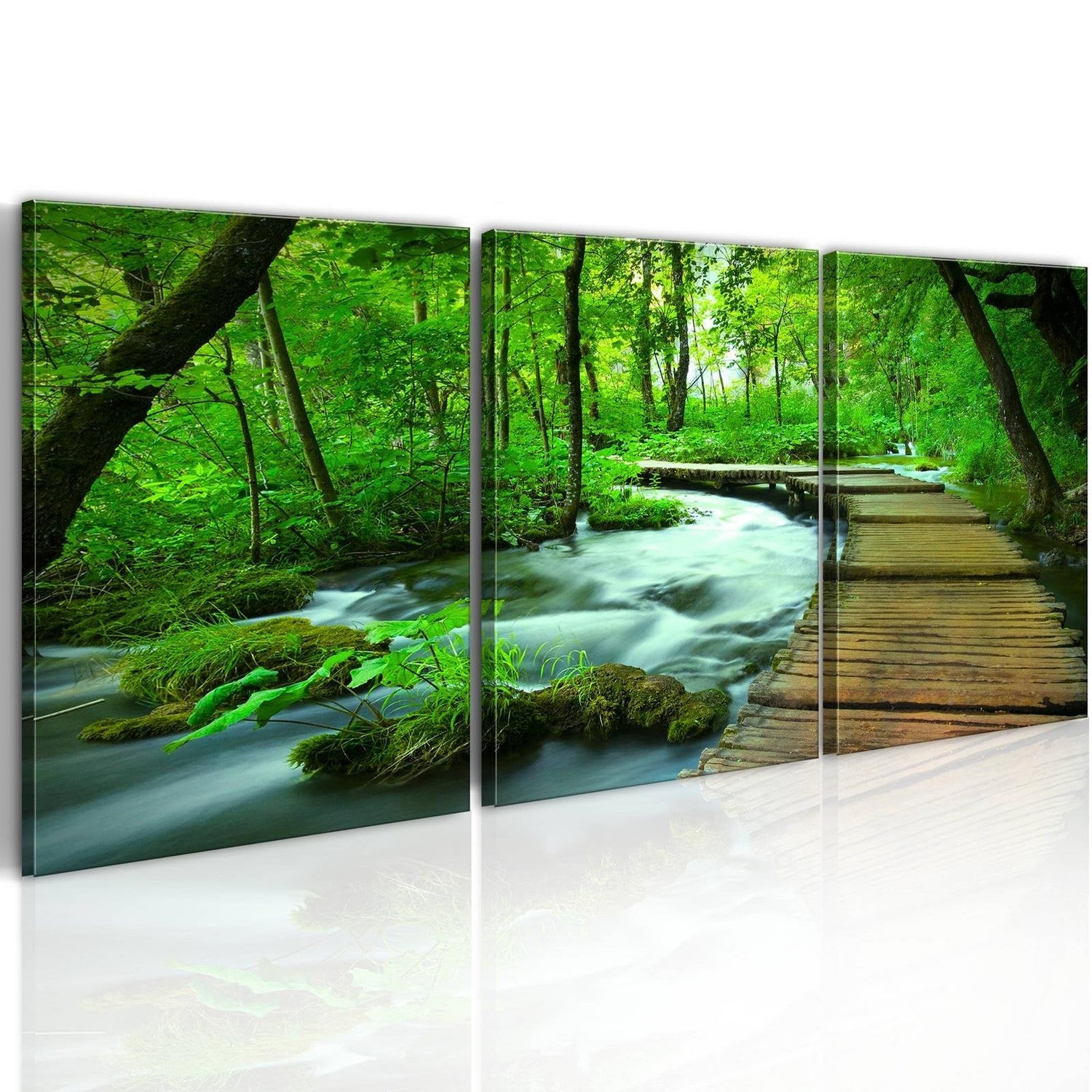 Stretched Canvas Landscape Art - Forest Broadwalk 3 Piece-Tiptophomedecor