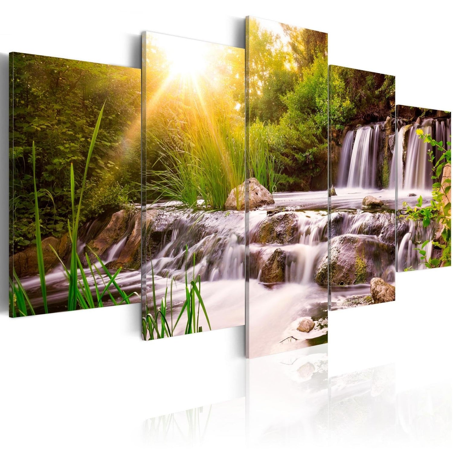 Stretched Canvas Landscape Art - Forest Waterfall-Tiptophomedecor