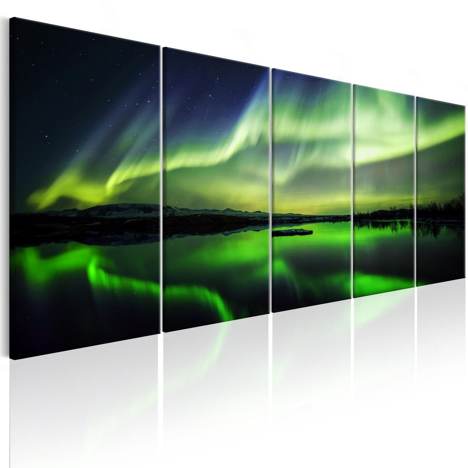 Stretched Canvas Landscape Art - Green Sky 5 Piece-Tiptophomedecor