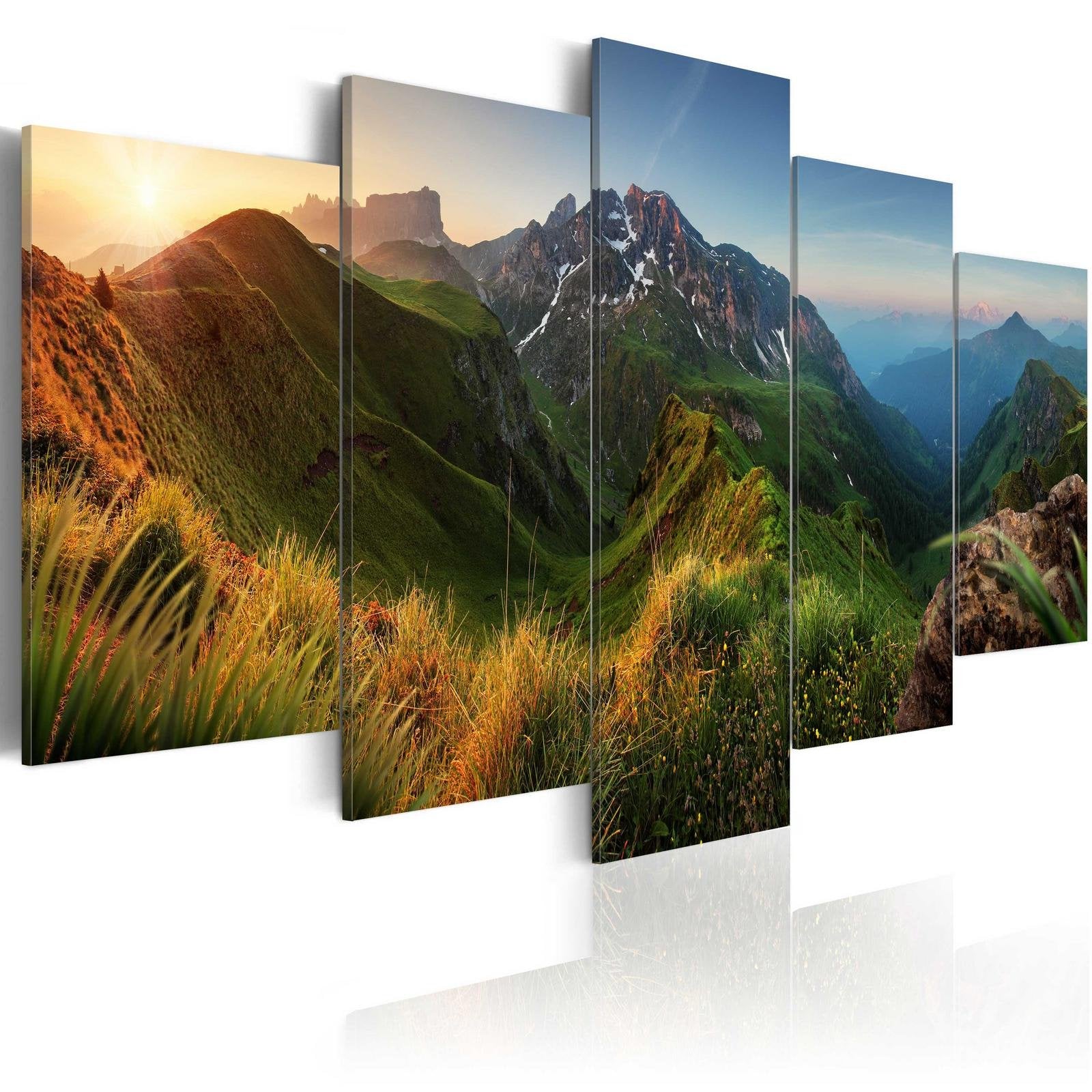 Stretched Canvas Landscape Art - Green Valley-Tiptophomedecor