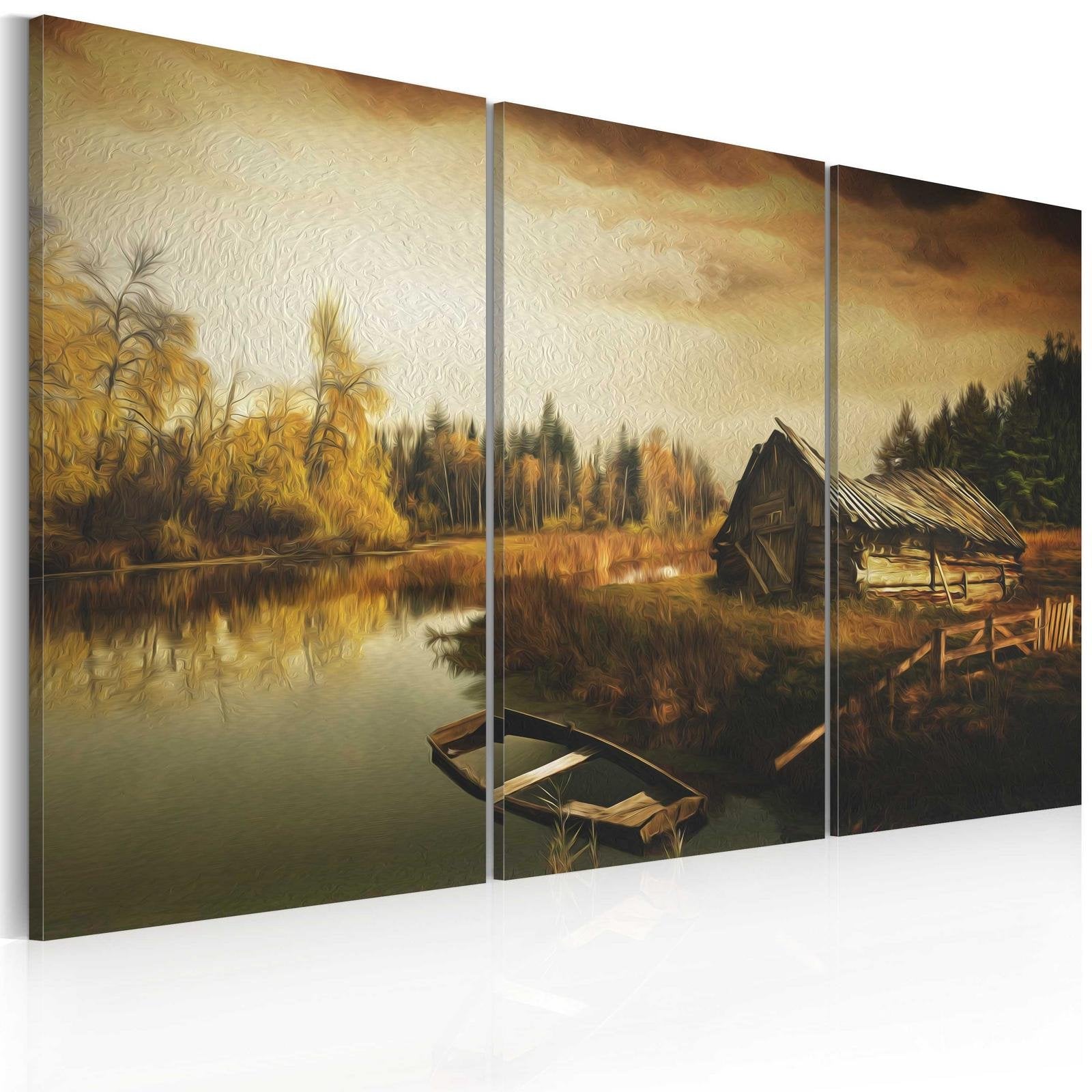 Stretched Canvas Landscape Art - Idyllic Village 3 Piece-Tiptophomedecor