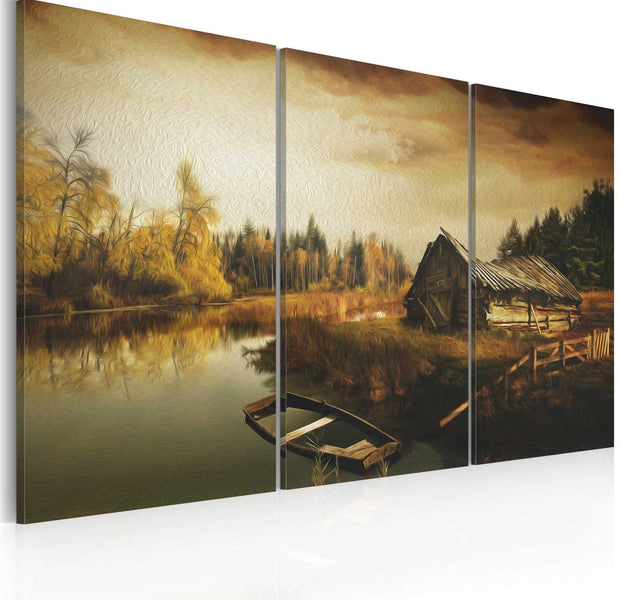 Stretched Canvas Landscape Art - Idyllic Village 3 Piece-Tiptophomedecor