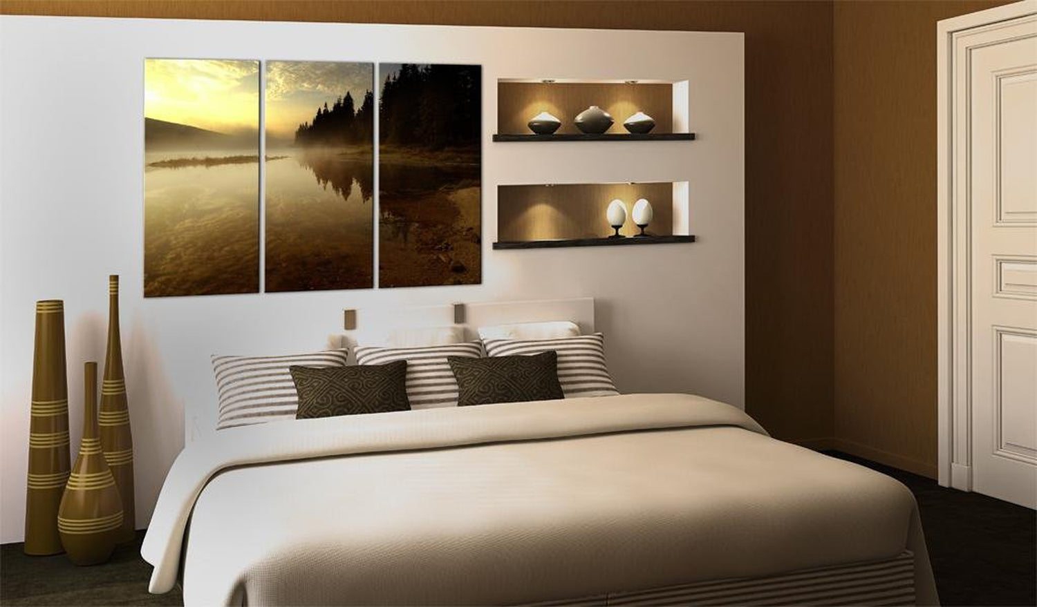 Stretched Canvas Landscape Art - In The Evening By The Lake-Tiptophomedecor