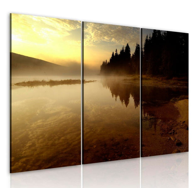 Stretched Canvas Landscape Art - In The Evening By The Lake-Tiptophomedecor