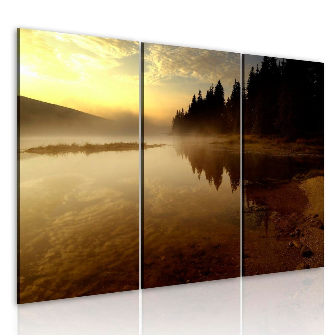 Stretched Canvas Landscape Art - In The Evening By The Lake-Tiptophomedecor