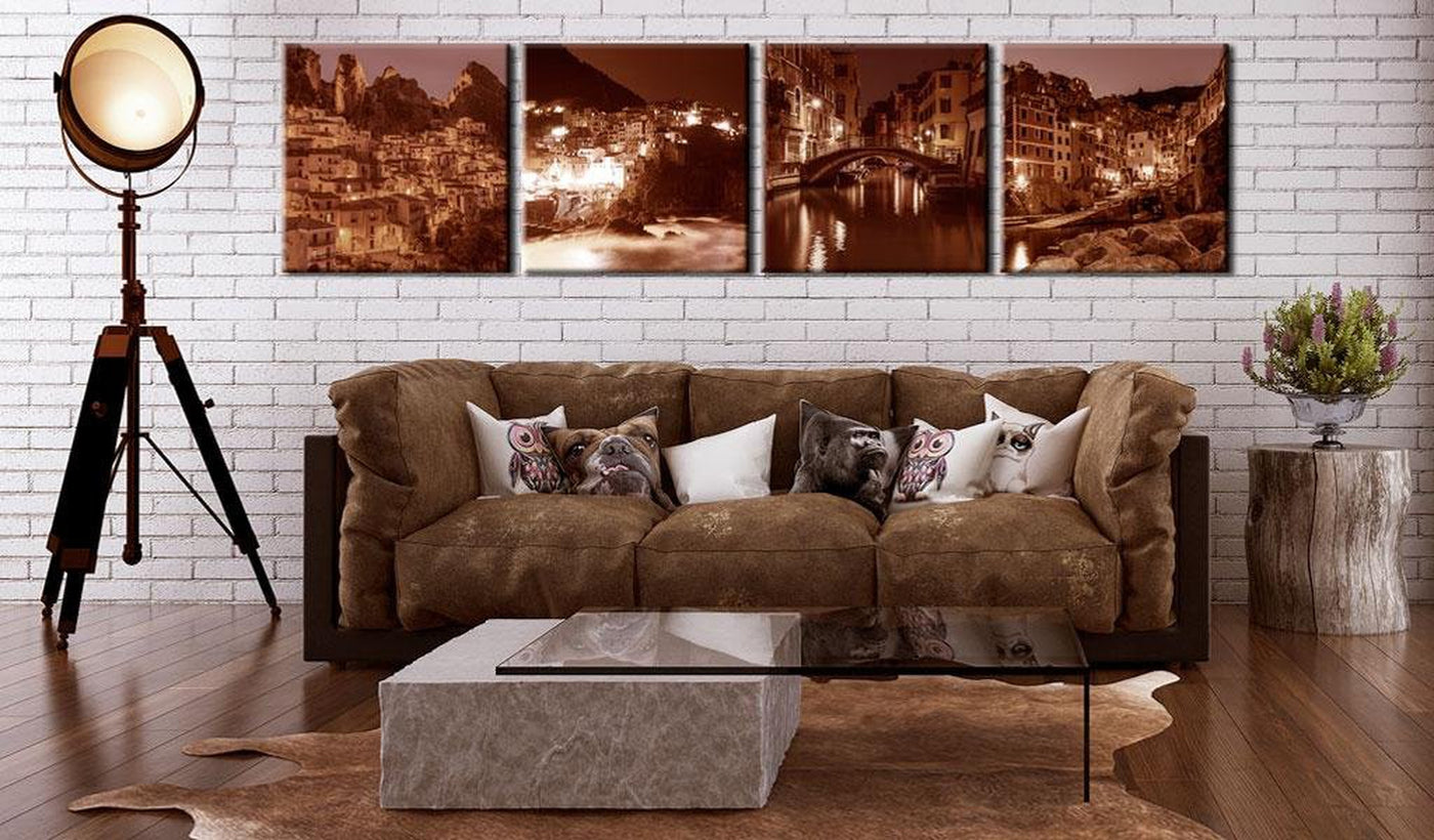 Stretched Canvas Landscape Art - Italian Towns Composition-Tiptophomedecor