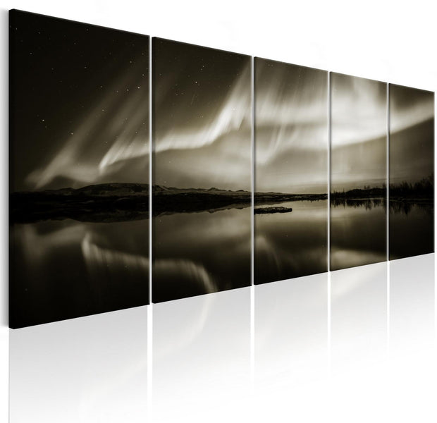 Stretched Canvas Landscape Art - Lake In Sepia 5 Piece-Tiptophomedecor
