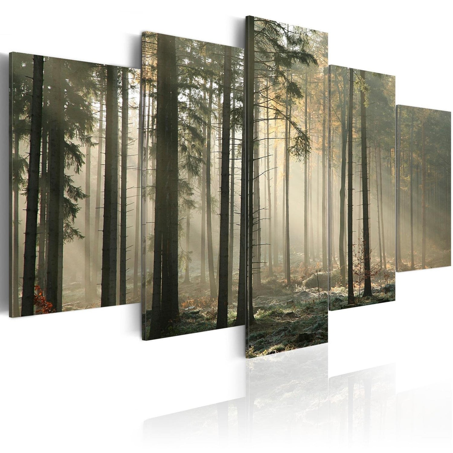 Stretched Canvas Landscape Art - Light In A Dark Forest-Tiptophomedecor