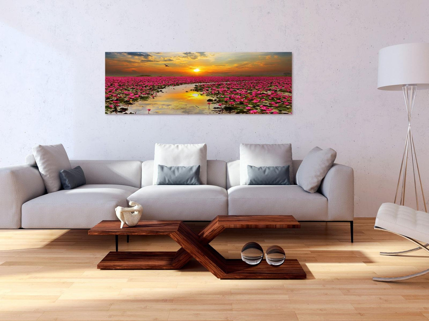 Stretched Canvas Landscape Art - Lily Field Narrow-Tiptophomedecor