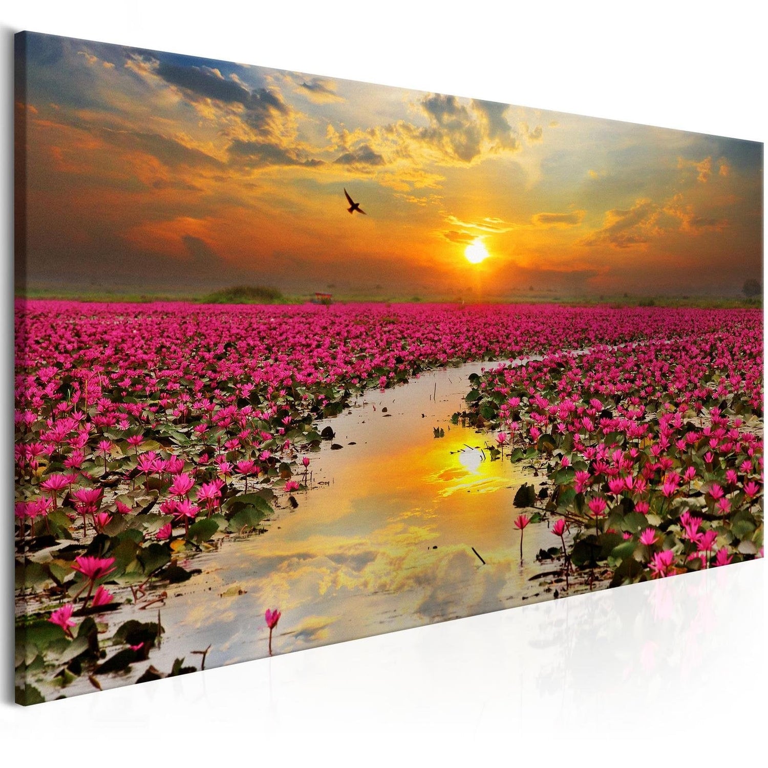 Stretched Canvas Landscape Art - Lily Field Narrow-Tiptophomedecor