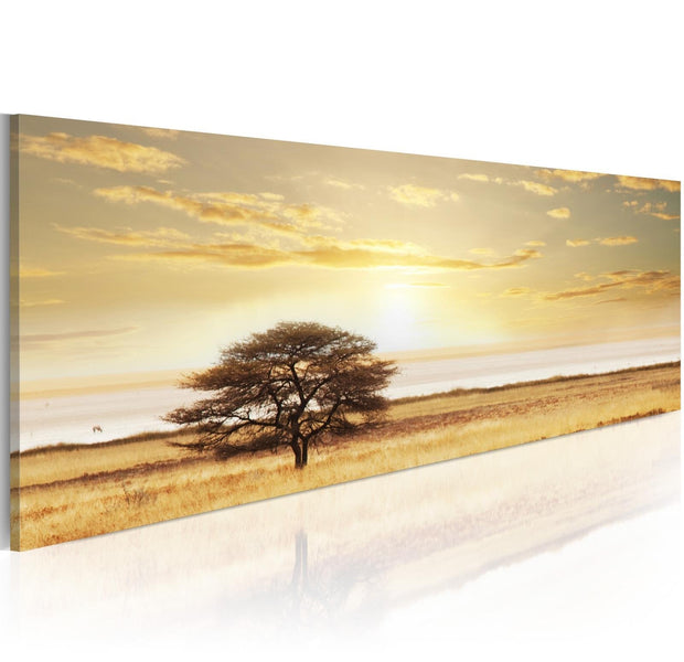 Stretched Canvas Landscape Art - Lonely Tree On Savannah-Tiptophomedecor
