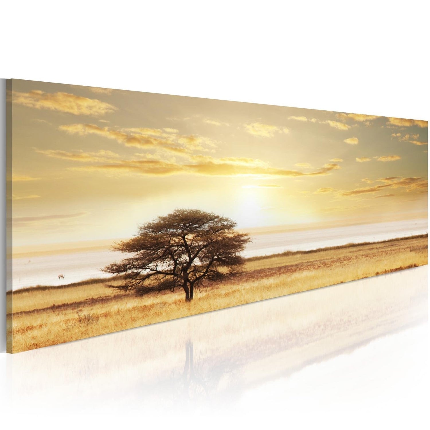Stretched Canvas Landscape Art - Lonely Tree On Savannah-Tiptophomedecor