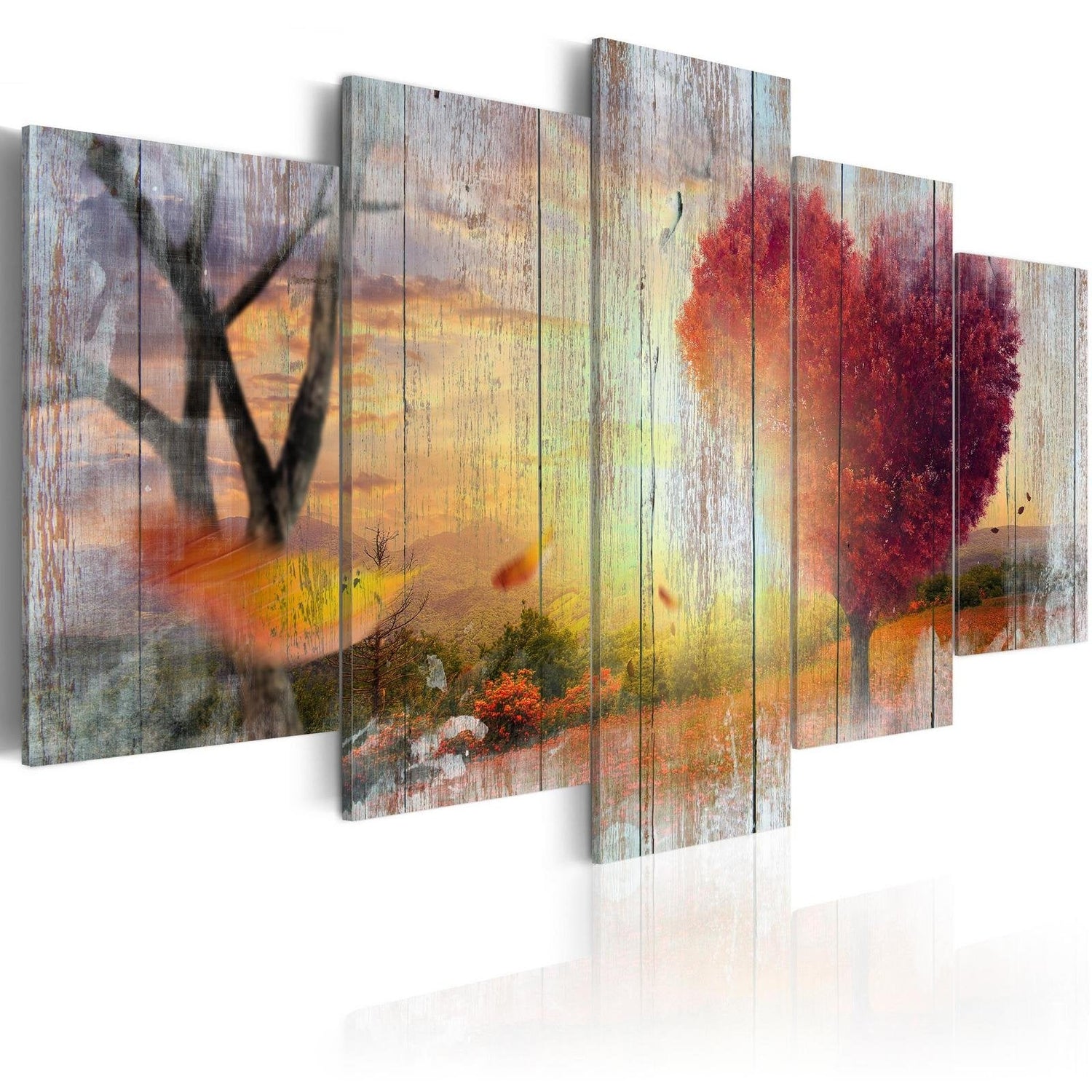 Stretched Canvas Landscape Art - Lovers’ Autumn-Tiptophomedecor