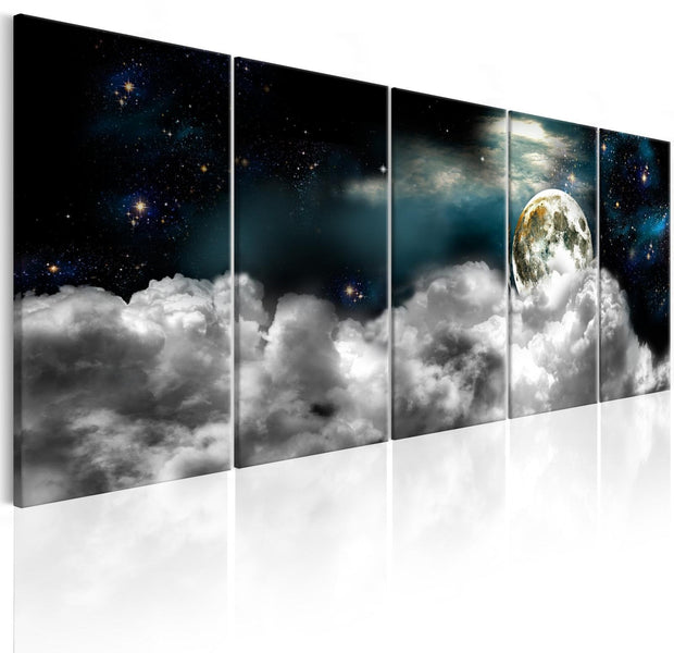 Stretched Canvas Landscape Art - Moon In The Clouds 5 Piece-Tiptophomedecor