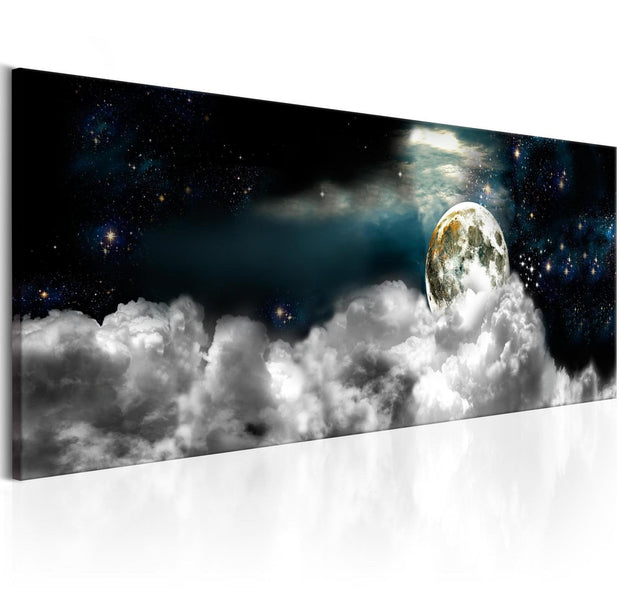 Stretched Canvas Landscape Art - Moon In The Clouds-Tiptophomedecor