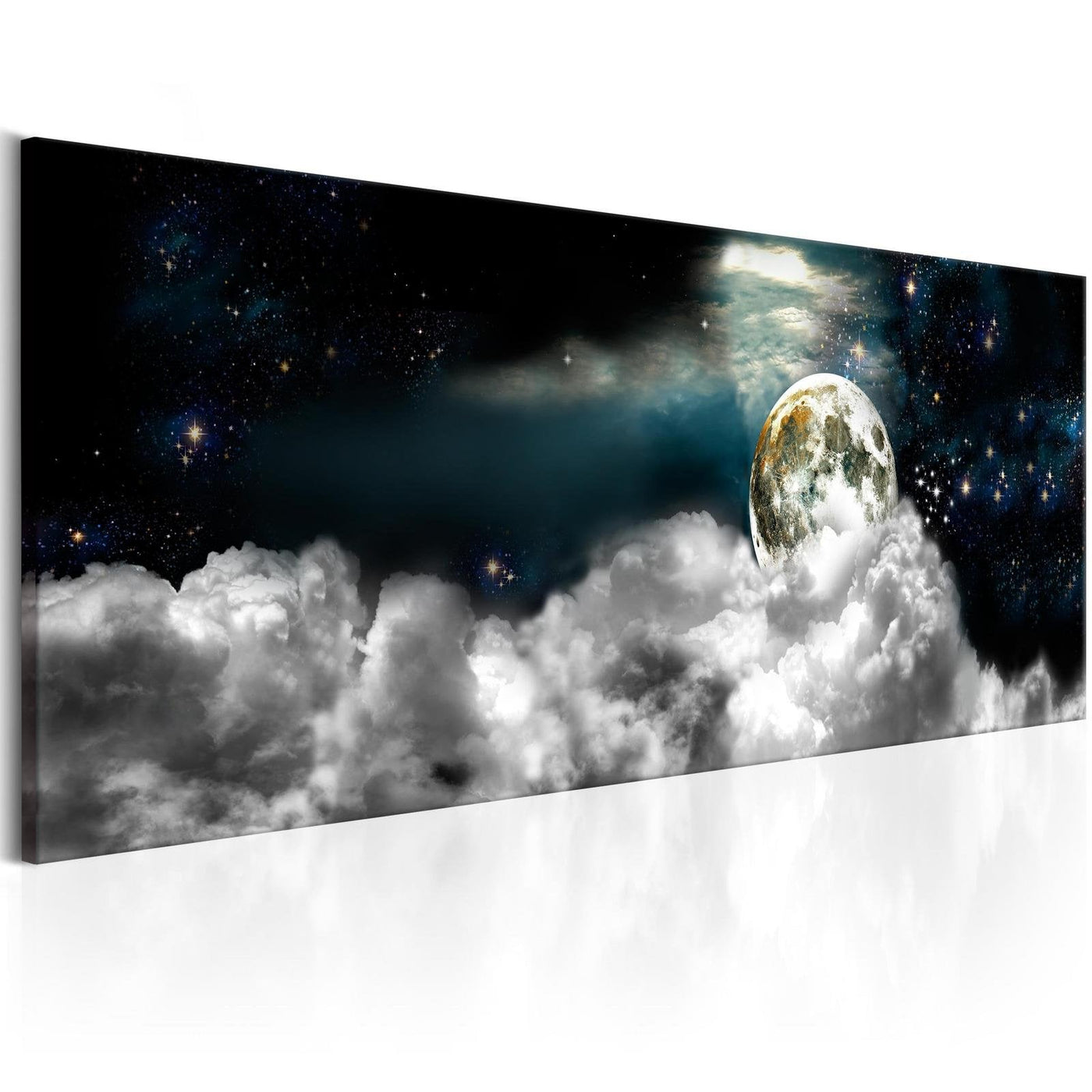 Stretched Canvas Landscape Art - Moon In The Clouds-Tiptophomedecor