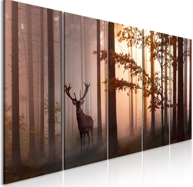 Stretched Canvas Landscape Art - Morning 5 Piece Brown-Tiptophomedecor