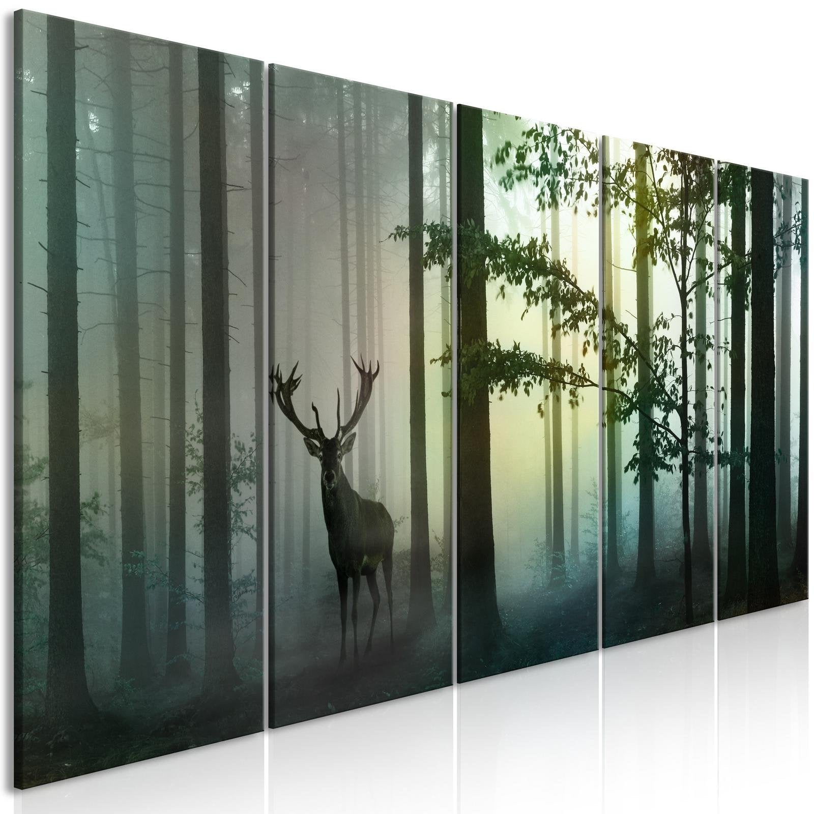 Stretched Canvas Landscape Art - Morning 5 Piece Green-Tiptophomedecor