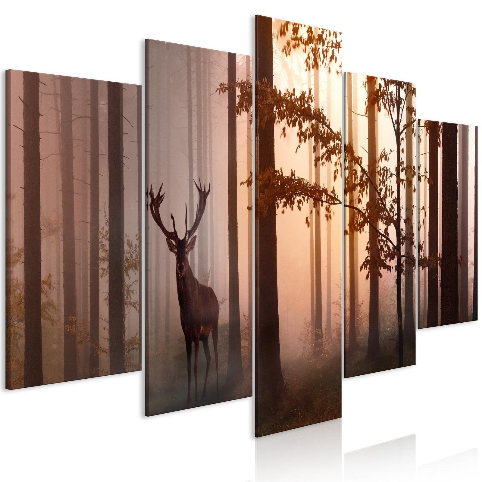 Stretched Canvas Landscape Art - Morning Brown 5 Piece-Tiptophomedecor