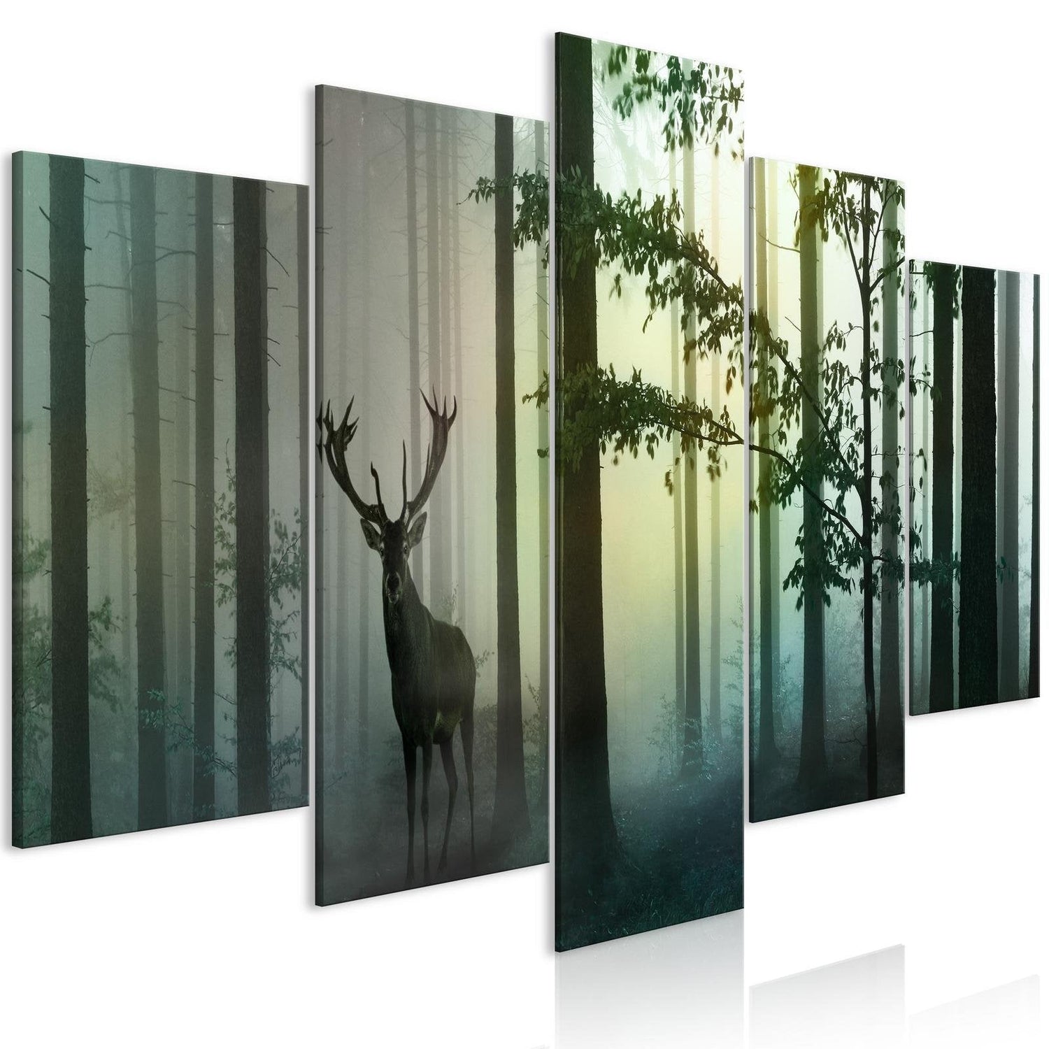 Stretched Canvas Landscape Art - Morning Green 5 Piece-Tiptophomedecor