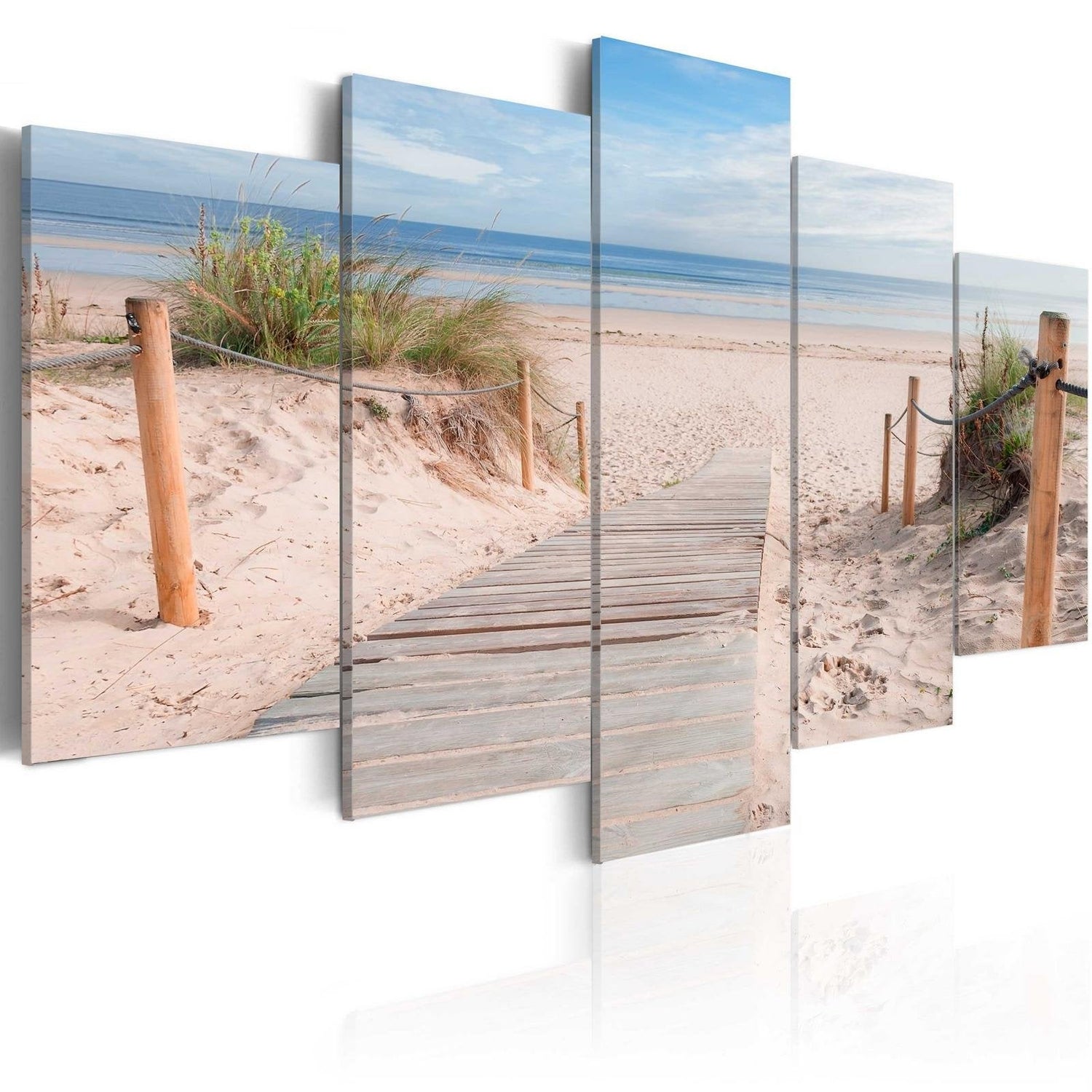 Stretched Canvas Landscape Art - Morning On The Beach-Tiptophomedecor