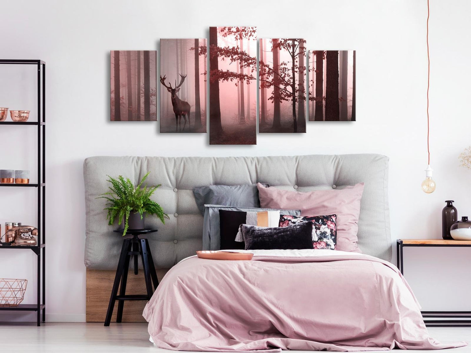 Stretched Canvas Landscape Art - Morning Pink 5 Piece-Tiptophomedecor