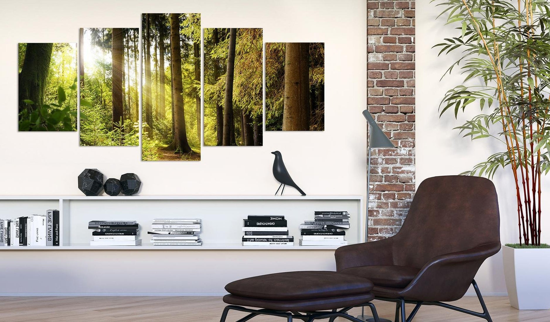 Stretched Canvas Landscape Art - Morning Song 5 Piece-Tiptophomedecor