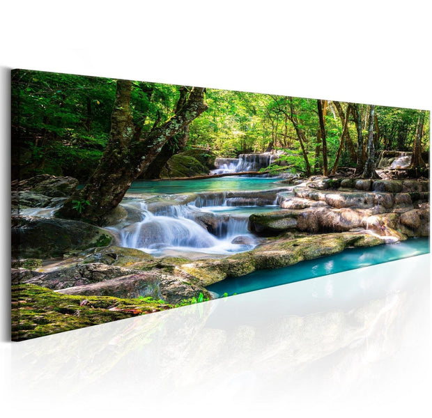 Stretched Canvas Landscape Art - Nature: Forest Waterfall-Tiptophomedecor