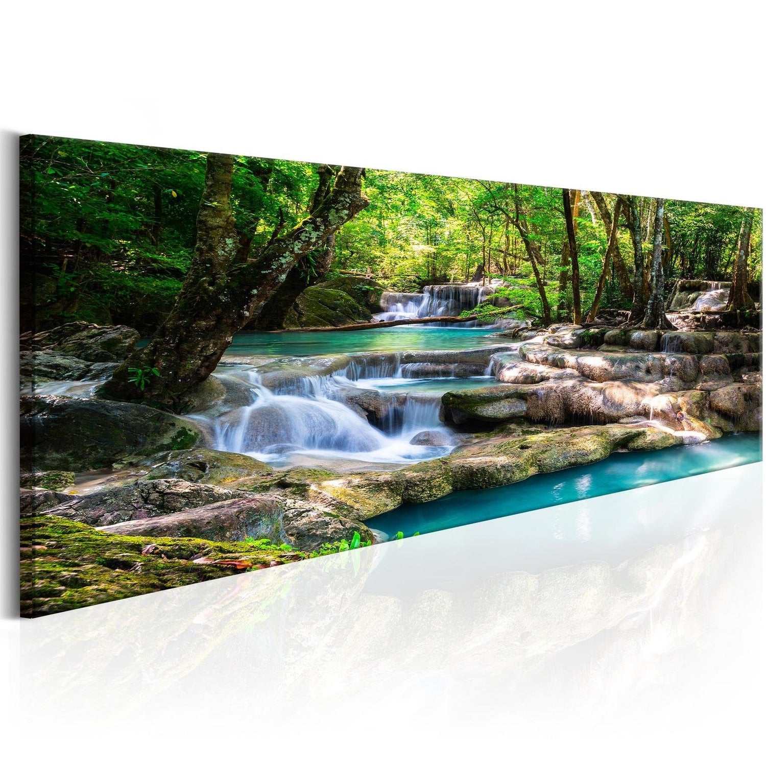 Stretched Canvas Landscape Art - Nature: Forest Waterfall-Tiptophomedecor