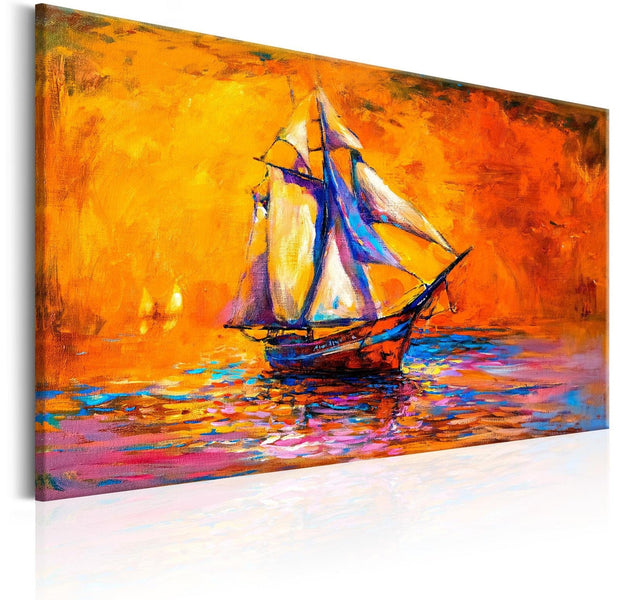 Stretched Canvas Landscape Art - Ocean Of The Setting Sun-Tiptophomedecor