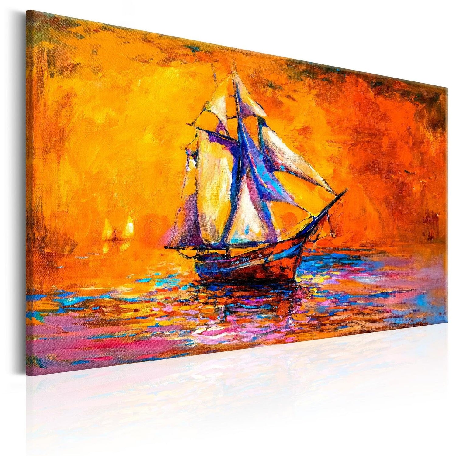 Stretched Canvas Landscape Art - Ocean Of The Setting Sun-Tiptophomedecor
