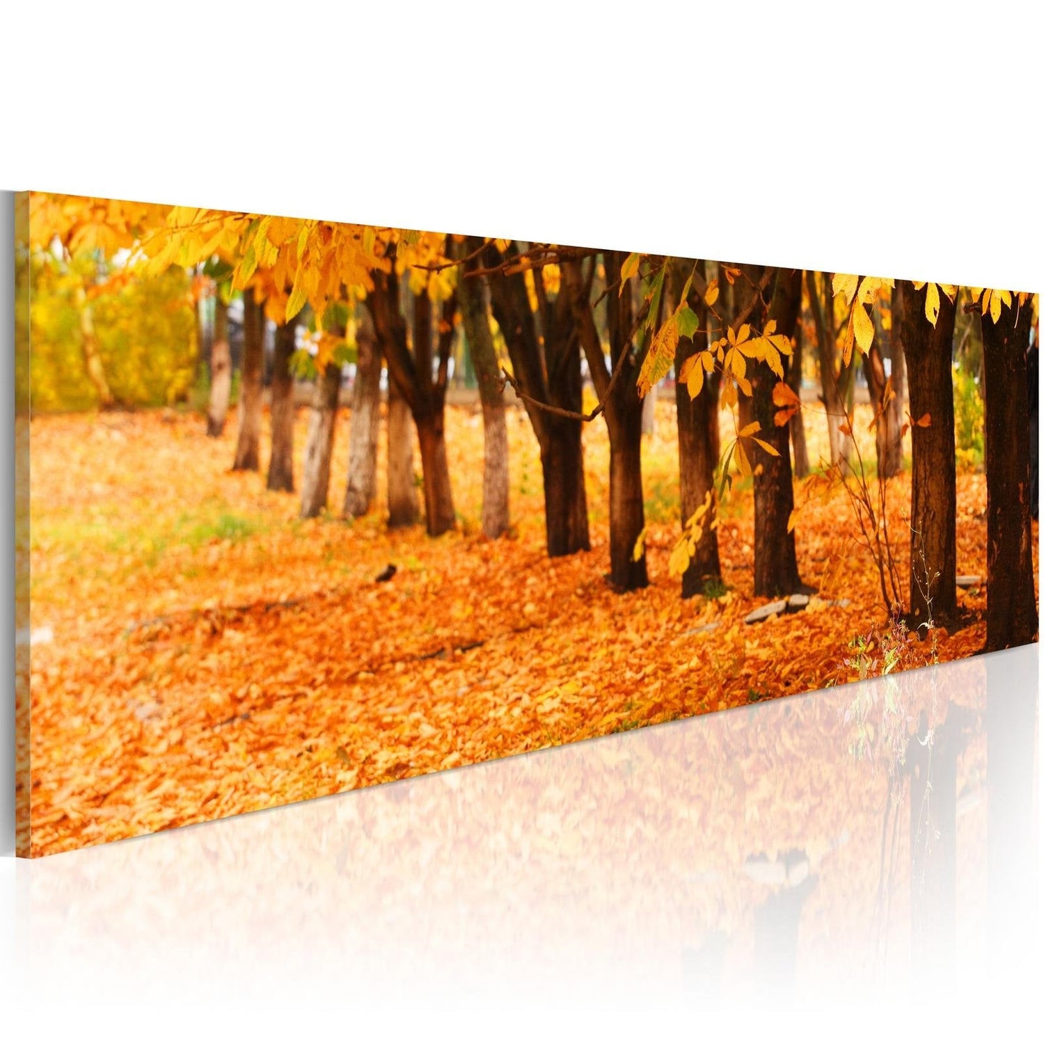 Stretched Canvas Landscape Art - Park Covered With Golden Leaves-Tiptophomedecor