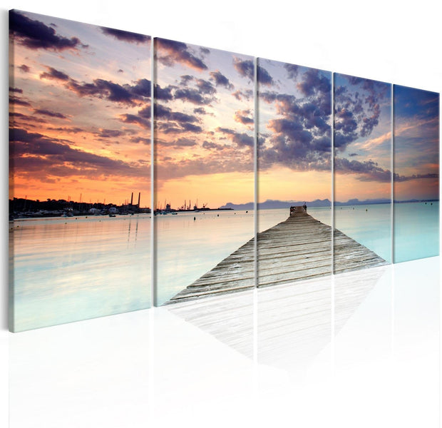 Stretched Canvas Landscape Art - Pier On The Caribbean 5 Piece-Tiptophomedecor