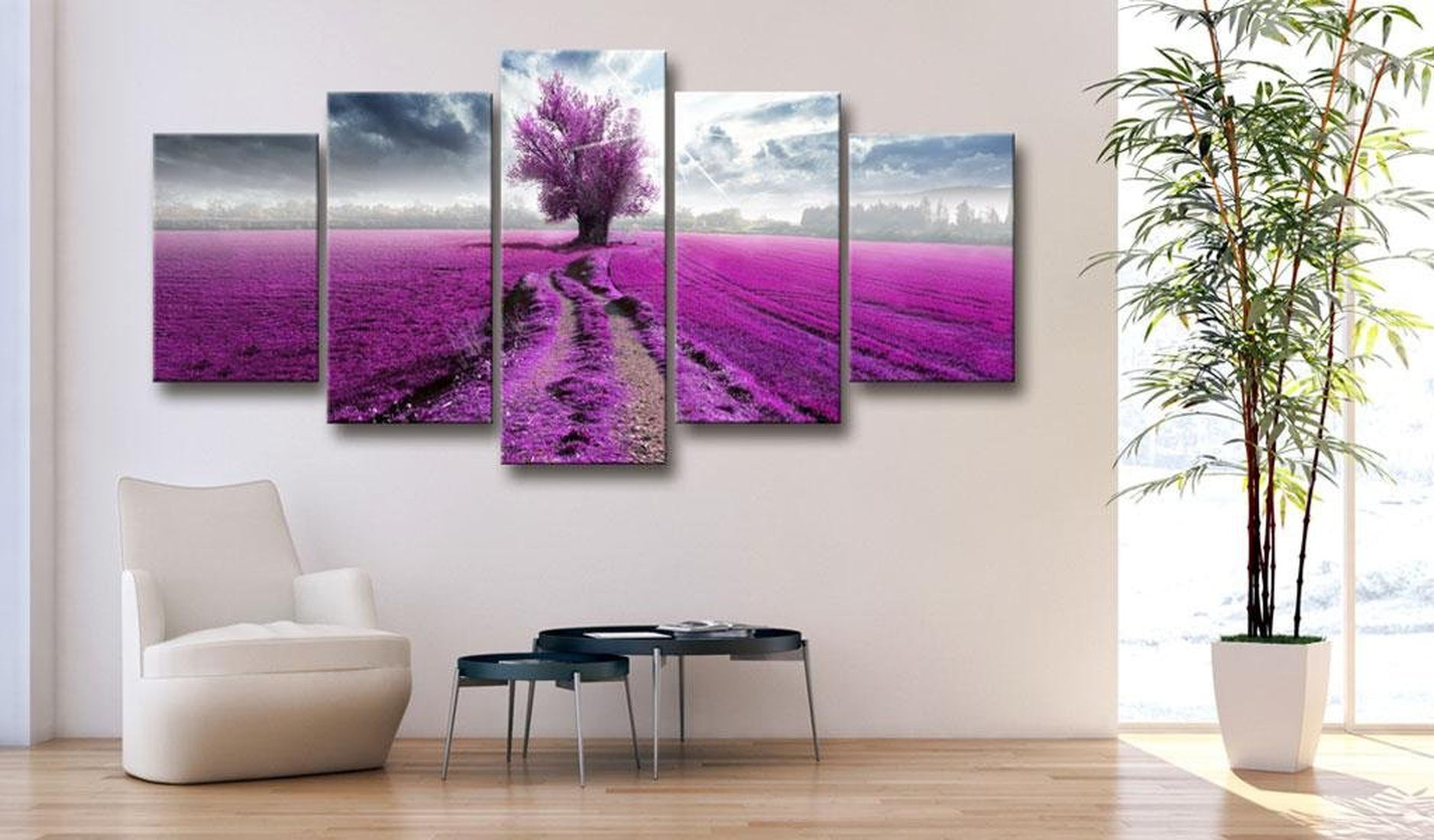 Stretched Canvas Landscape Art - Purple Land-Tiptophomedecor