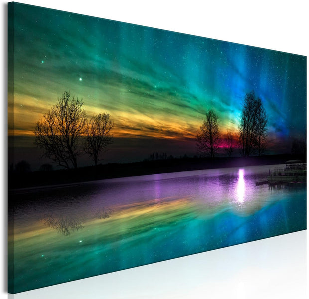 Stretched Canvas Landscape Art - Rainbow Aurora Narrow-Tiptophomedecor
