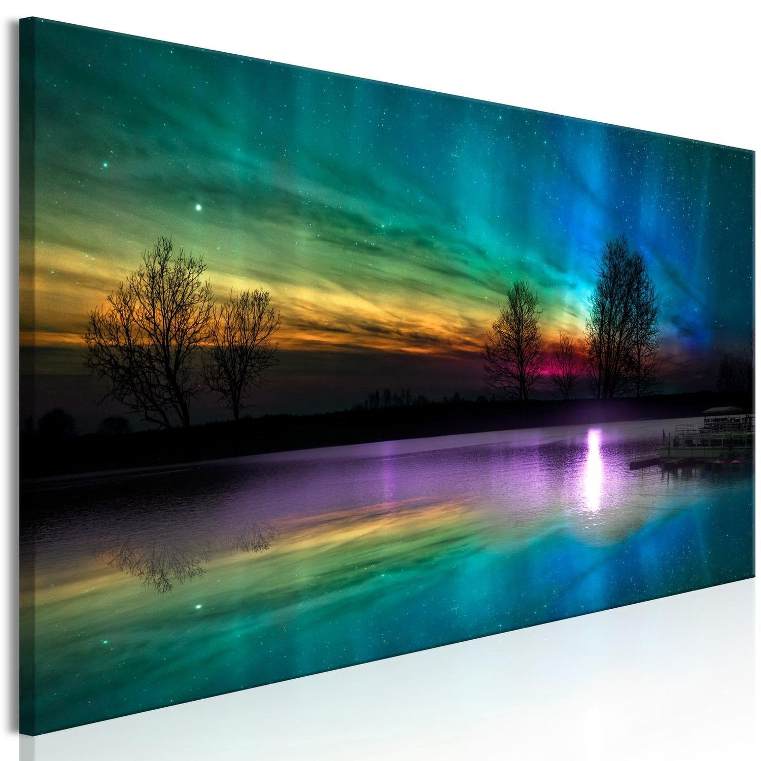 Stretched Canvas Landscape Art - Rainbow Aurora Narrow-Tiptophomedecor