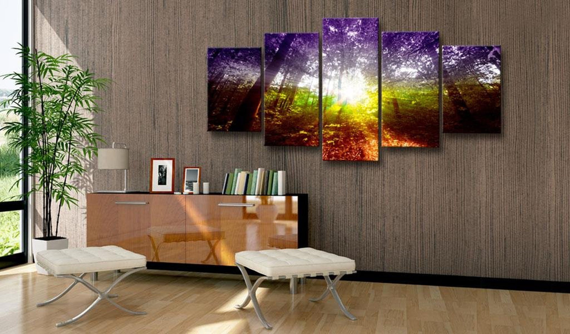 Stretched Canvas Landscape Art - Rainbow Forest-Tiptophomedecor