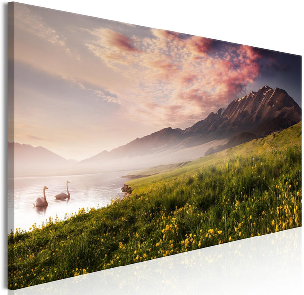 Stretched Canvas Landscape Art - Sayram Lake Narrow-Tiptophomedecor