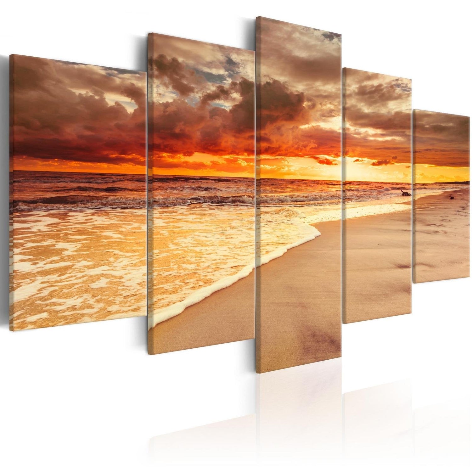 Stretched Canvas Landscape Art - Sea: Beautiful Sunset-Tiptophomedecor