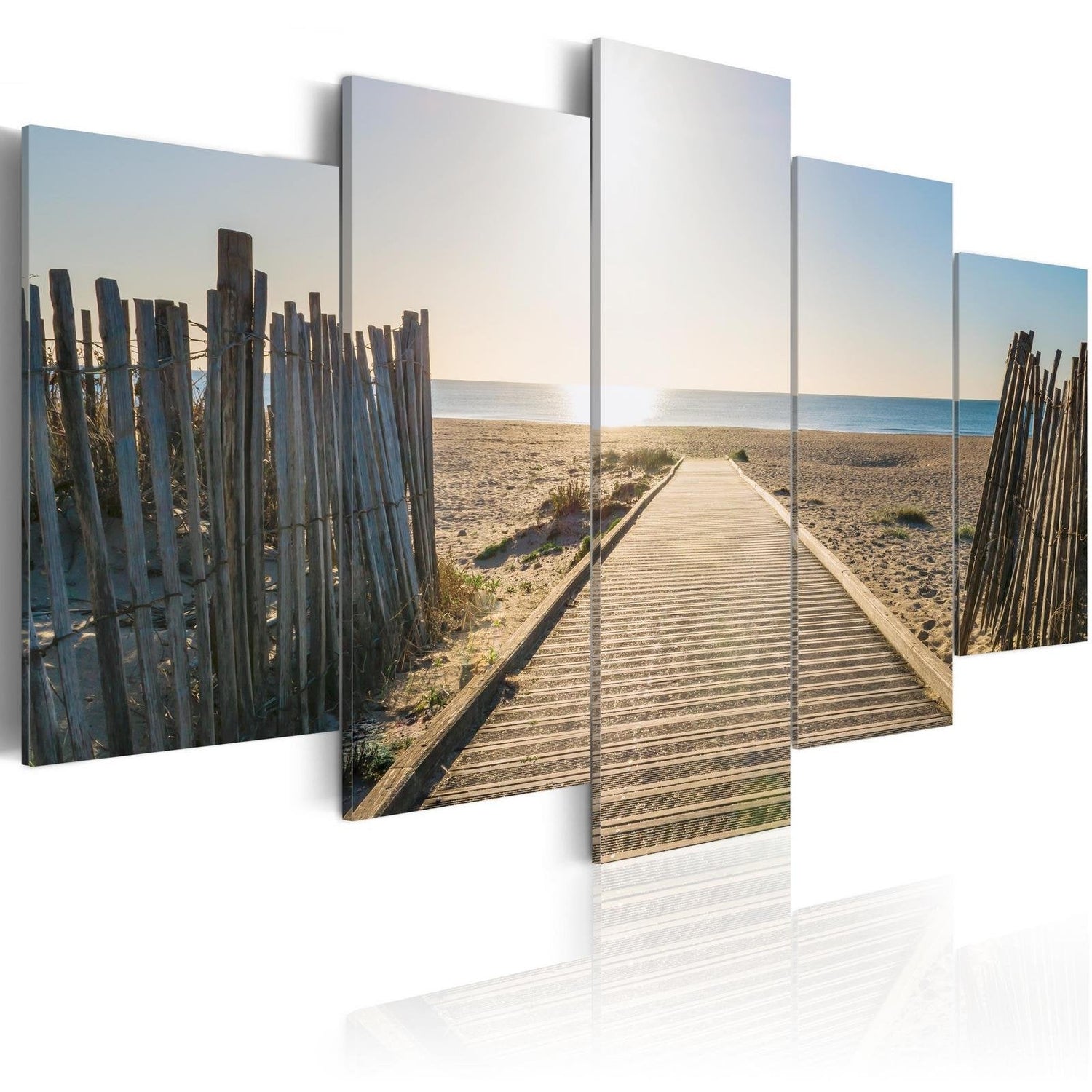 Stretched Canvas Landscape Art - Sea Promenade-Tiptophomedecor