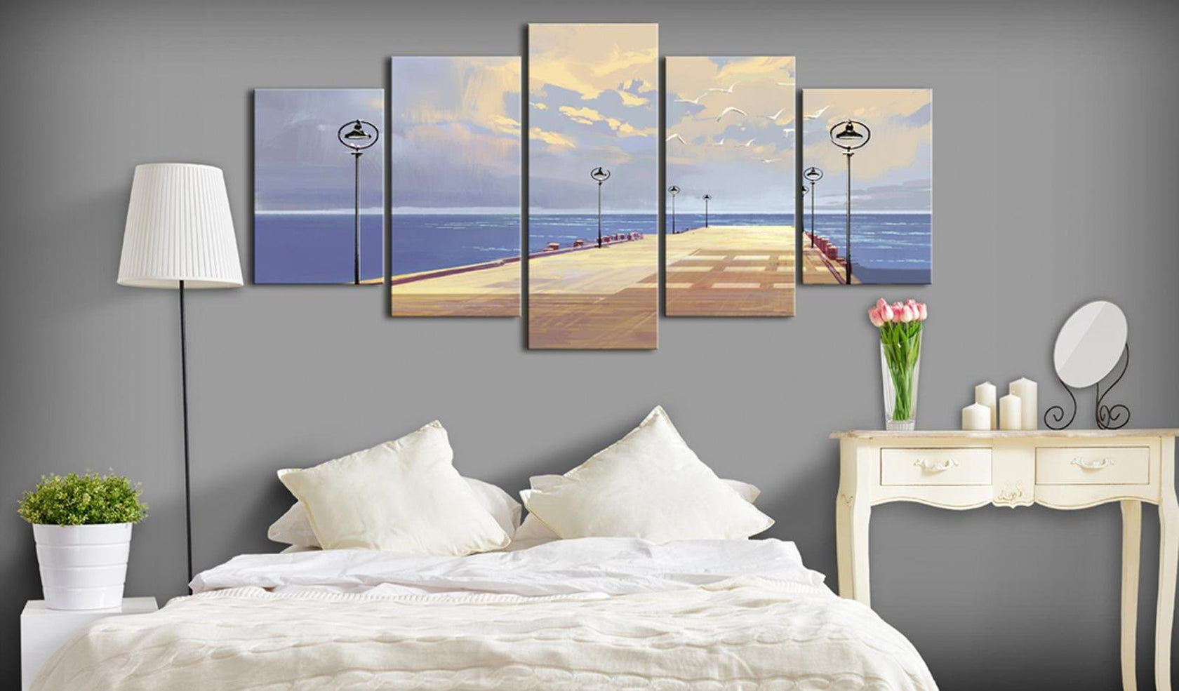 Stretched Canvas Landscape Art - Seaside Walk-Tiptophomedecor